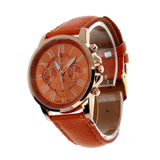 Luxury Fashion Casual Gold Red Women Watches Faux Leather Women's Geneva Roman Numerals Faux Leather 2019 Analog Quartz Watch Q - one46.com.au