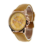 Luxury Fashion Casual Gold Red Women Watches Faux Leather Women's Geneva Roman Numerals Faux Leather 2019 Analog Quartz Watch Q - one46.com.au