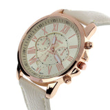 Luxury Fashion Casual Gold Red Women Watches Faux Leather Women's Geneva Roman Numerals Faux Leather 2019 Analog Quartz Watch Q - one46.com.au