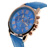 Luxury Fashion Casual Gold Red Women Watches Faux Leather Women's Geneva Roman Numerals Faux Leather 2019 Analog Quartz Watch Q - one46.com.au