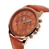 Luxury Fashion Casual Gold Red Women Watches Faux Leather Women's Geneva Roman Numerals Faux Leather 2019 Analog Quartz Watch Q - one46.com.au