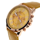 Luxury Fashion Casual Gold Red Women Watches Faux Leather Women's Geneva Roman Numerals Faux Leather 2019 Analog Quartz Watch Q - one46.com.au