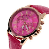 Luxury Fashion Casual Gold Red Women Watches Faux Leather Women's Geneva Roman Numerals Faux Leather 2019 Analog Quartz Watch Q - one46.com.au