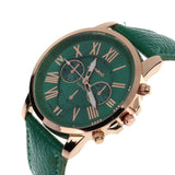 Luxury Fashion Casual Gold Red Women Watches Faux Leather Women's Geneva Roman Numerals Faux Leather 2019 Analog Quartz Watch Q - one46.com.au