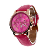 Luxury Fashion Casual Gold Red Women Watches Faux Leather Women's Geneva Roman Numerals Faux Leather 2019 Analog Quartz Watch Q - one46.com.au