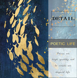 Abstract Gold Fish Chinese Canvas Painting Big Blue Poster Print Luxurious Wall Art For Living room Aisle Gold tableaux Picture - one46.com.au