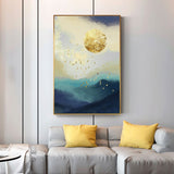 Abstract Gold Field Sun Canvas Painting Golden Foil Poster Print Big Wall Art for Living room Tableaux Cuadros Salon Decoracion - one46.com.au