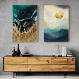 Abstract Gold Field Sun Canvas Painting Golden Foil Poster Print Big Wall Art for Living room Tableaux Cuadros Salon Decoracion - one46.com.au