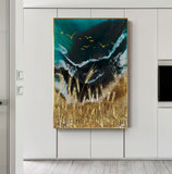 Abstract Gold Field Sun Canvas Painting Golden Foil Poster Print Big Wall Art for Living room Tableaux Cuadros Salon Decoracion - one46.com.au