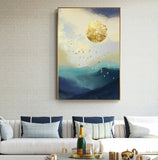 Abstract Gold Field Sun Canvas Painting Golden Foil Poster Print Big Wall Art for Living room Tableaux Cuadros Salon Decoracion - one46.com.au