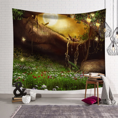 Tree Scenery Tapestry Home Decorations Wall Hanging Wall Tapestry Blanket Farmhouse Decor  Window Tapestry 4 Size Psychedelic - one46.com.au