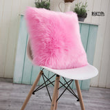 Artificial Wool Fur Sheepskin Cushion Cover Hairy Faux Plain Fluffy Soft Throw Pillowcase Washable Square Solid Pillow Case - one46.com.au