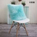 Artificial Wool Fur Sheepskin Cushion Cover Hairy Faux Plain Fluffy Soft Throw Pillowcase Washable Square Solid Pillow Case - one46.com.au