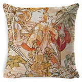 Vintage European Cushion Cover Art Nouveau Mucha Gallery Cushion Case Home Decorative Beautiful Girl Pattern Linen Pillowcase - one46.com.au