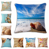 Sea Beach Cushion Cover Woven Linen Family Affection Sofa Car Seat Family Home Decorative Throw Pillow Case Housse De Coussin - one46.com.au