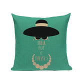 Fashion Women Cushion Cover Linen Girl Printing Throw Pillow Case Black Striped Romantic Red Wine Decorative Pillow Cover - one46.com.au