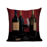Fashion Women Cushion Cover Linen Girl Printing Throw Pillow Case Black Striped Romantic Red Wine Decorative Pillow Cover - one46.com.au