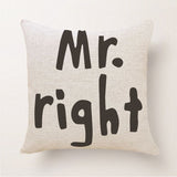 Cushion Cover Home Sweet Pillow Case Cotton Linen Mr Right Cushion Sofa Bedroom Decorative Pillow Cover - one46.com.au