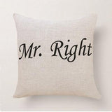 Cushion Cover Home Sweet Pillow Case Cotton Linen Mr Right Cushion Sofa Bedroom Decorative Pillow Cover - one46.com.au
