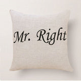 Cushion Cover Home Sweet Pillow Case Cotton Linen Mr Right Cushion Sofa Bedroom Decorative Pillow Cover - one46.com.au