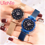 Women watch Fashion wild Starry sky numeral Milan Magnet Buckle Luxury Fashion Ladies Geometric Roman Numeral Quartz Watch - one46.com.au