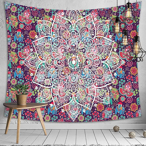 Psychedelic Bohemian Mandala Printed Polyester Tapestry Wall Hanging For Decorate Home Living Room Bedroom Office 3 Sizes - one46.com.au