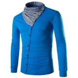 England Style Men's T Shirt Autumn Long Sleeve Tee Slim Fit Folded Collar Tee Shirt Casual Tshirts Fashion Men Tops Male Hombre - one46.com.au