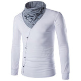 England Style Men's T Shirt Autumn Long Sleeve Tee Slim Fit Folded Collar Tee Shirt Casual Tshirts Fashion Men Tops Male Hombre - one46.com.au