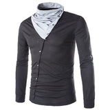 England Style Men's T Shirt Autumn Long Sleeve Tee Slim Fit Folded Collar Tee Shirt Casual Tshirts Fashion Men Tops Male Hombre - one46.com.au