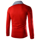 England Style Men's T Shirt Autumn Long Sleeve Tee Slim Fit Folded Collar Tee Shirt Casual Tshirts Fashion Men Tops Male Hombre - one46.com.au